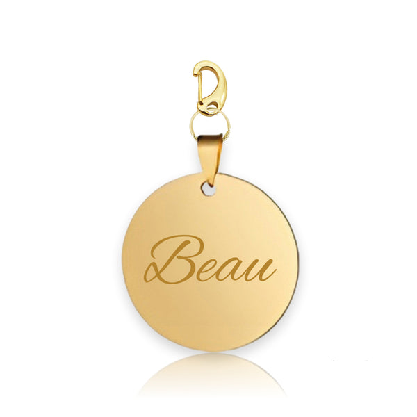 2025 Sleutelhanger Goudkleurig rond met gravure naar keuze - Edelstaal