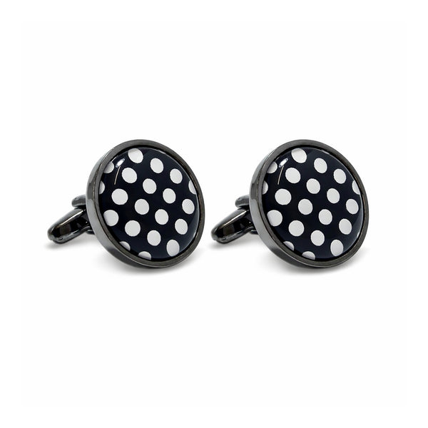 Manchetknopen Zwart Wit Dots