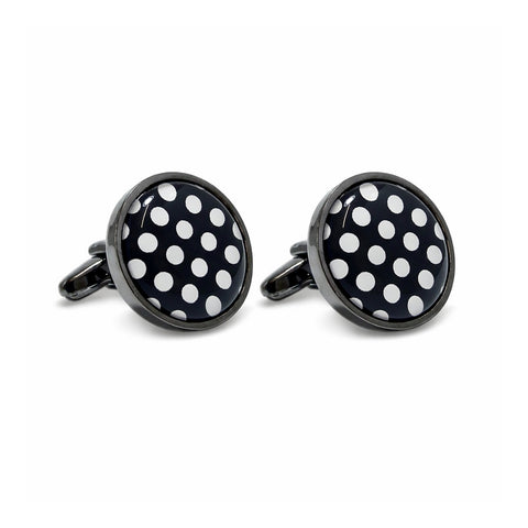Manchetknopen Zwart Wit Dots