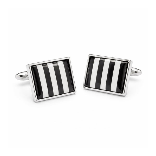 Manchetknopen Zwart Wit Stripes