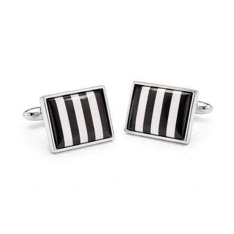 Manchetknopen Zwart Wit Stripes