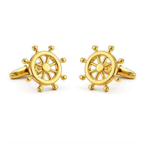 Manchetknopen Maritiem Stuurwiel Goud