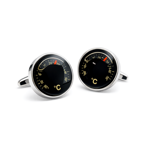 Manchetknopen Gereedschap Thermometer Zwart (Echt werkend)