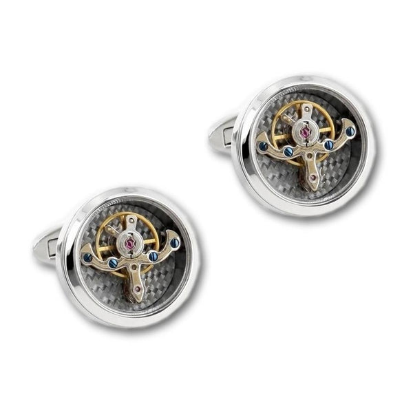 Manchetknopen Tourbillon -  Zilverkleurig Uurwerk