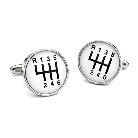 Manchetknopen Top Gear Schakelbak Wit