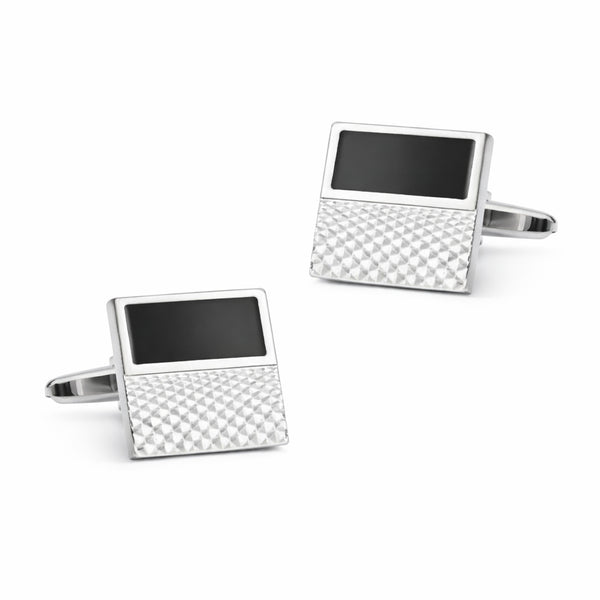 Manchetknopen Vierkant met zwart vlak