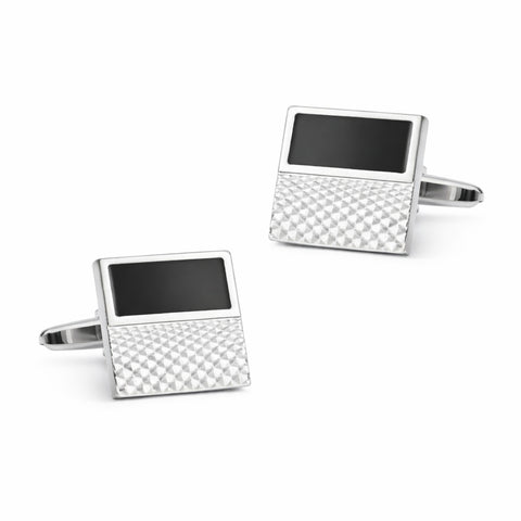 Manchetknopen Vierkant met zwart vlak