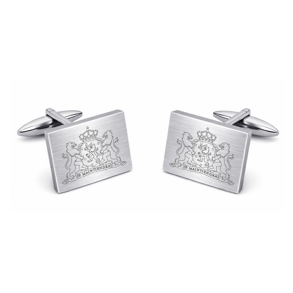 Manchetknopen Wapen van Nederland Gegraveerd - Zilverkleurig Gematteerd