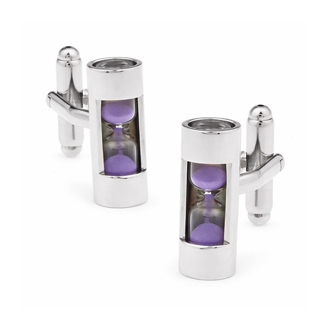 Manchetknopen Zandloper Paars (echt werkend)