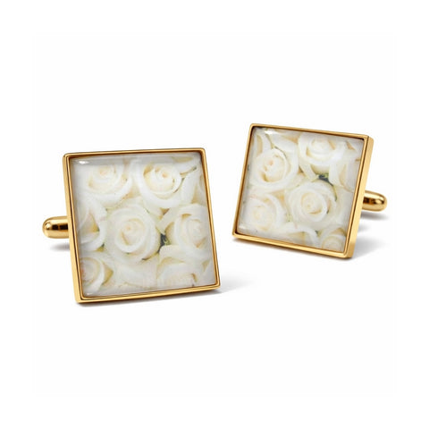 Manchetknopen Rozen Wit