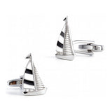 Manchetknopen – Zeilboot (Wit & Donkerblauw Emaille)