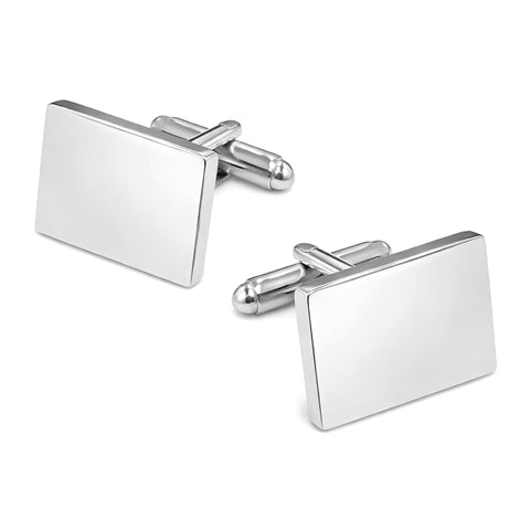 Manchetknopen Rechthoek Glans- Zilverkleurig