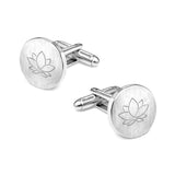 Manchetknopen Rond Mat met Logogravure - Zilverkleurig