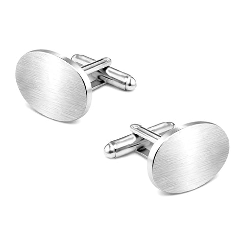 Manchetknopen Ovaal Mat met uw Familiewapen gravure - Zilverkleurig