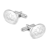 Manchetknopen Ovaal Mat met Logogravure - Zilverkleurig