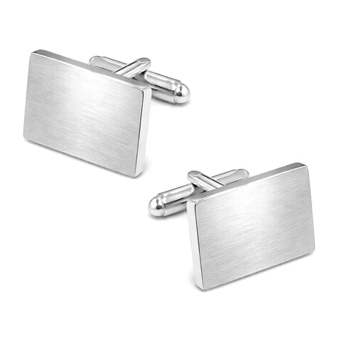 Manchetknopen Rechthoek Mat - Zilverkleurig