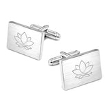 Manchetknopen Rechthoek Mat met Logogravure - Zilverkleurig
