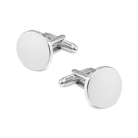 Manchetknopen Rond Glans met uw Familiewapen gravure - Zilverkleurig