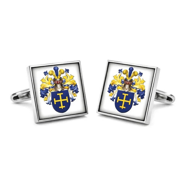 Manchetknopen Vierkant met uw eigen Familiewapen - Zilverkleurig