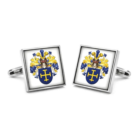 Manchetknopen Vierkant met uw eigen Familiewapen - Zilverkleurig