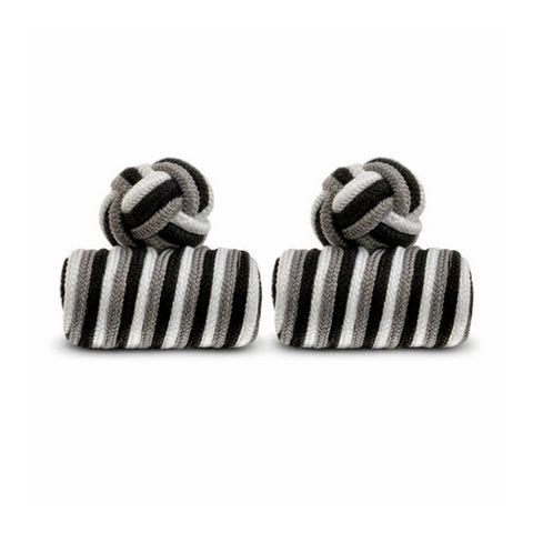 Stoffen Manchetknopen Cilinder – Zwart, Grijs & Wi