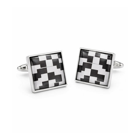 Manchetknopen Zwart Wit Tetris