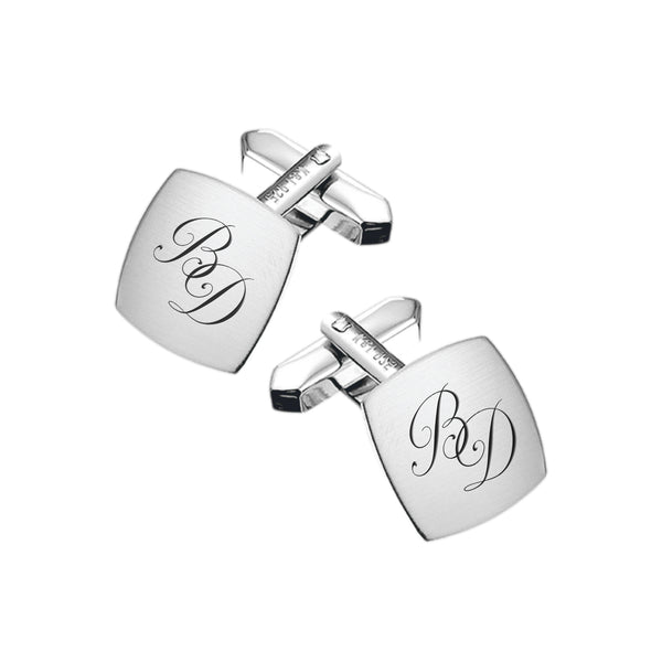 Zilveren Manchetknopen Vierkant met Lettergravure - Sterling Zilver