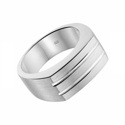 Ring Echt zilver - gematteerd met twee lijnen