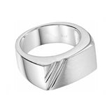 Ring Echt zilver - diagonale lijnen - Lettergravure