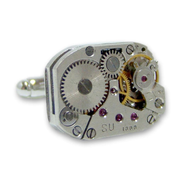 Manchetknopen Horloge Uurwerk Rechthoek