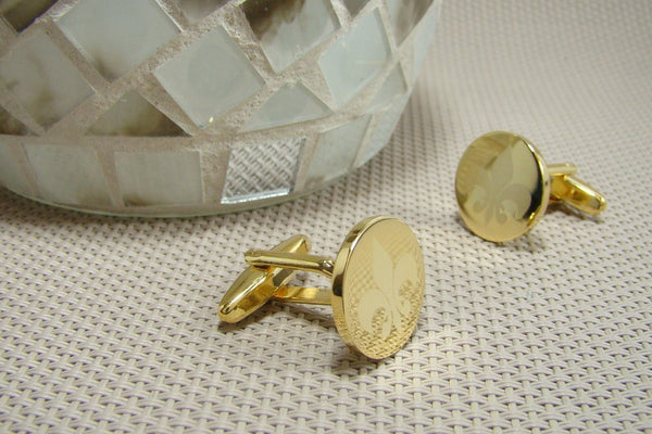 Manchetknopen Fleur-de-Lys Gegraveerd Goudkleurig