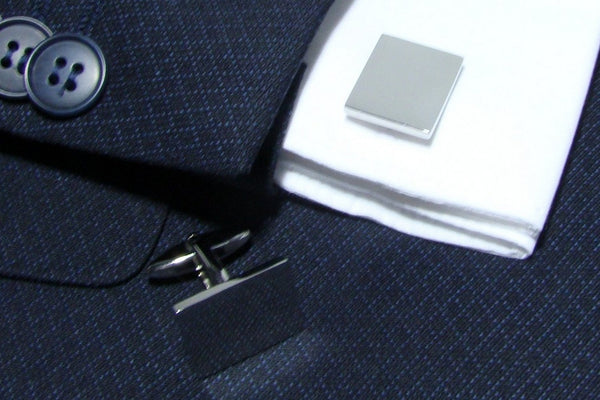 Manchetknopen Rechthoek Glans- Zilverkleurig