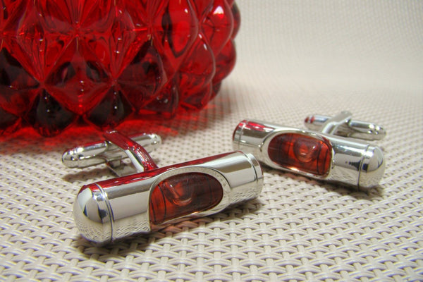 Manchetknopen Gereedschap Waterpas Rood - Echt werkend