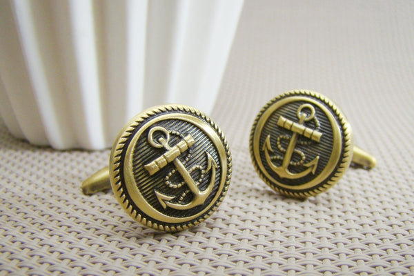 Manchetknopen Anker donker goudkleurig