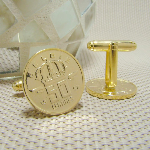 Manchetknopen België gemaakt van 50 Centimes 1957