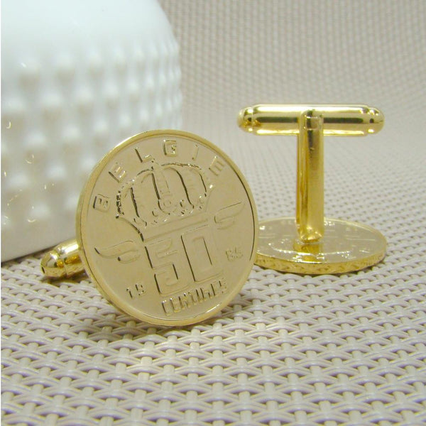 Manchetknopen België gemaakt van 50 Centimes 1985