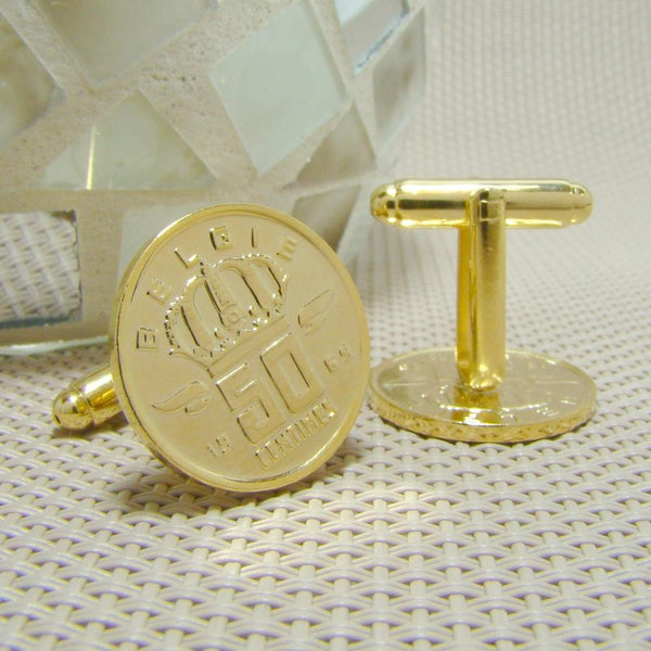 Manchetknopen België gemaakt van 50 Centimes 1969