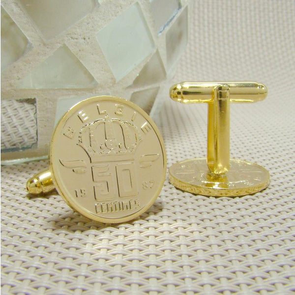 Manchetknopen België gemaakt van 50 Centimes 1987