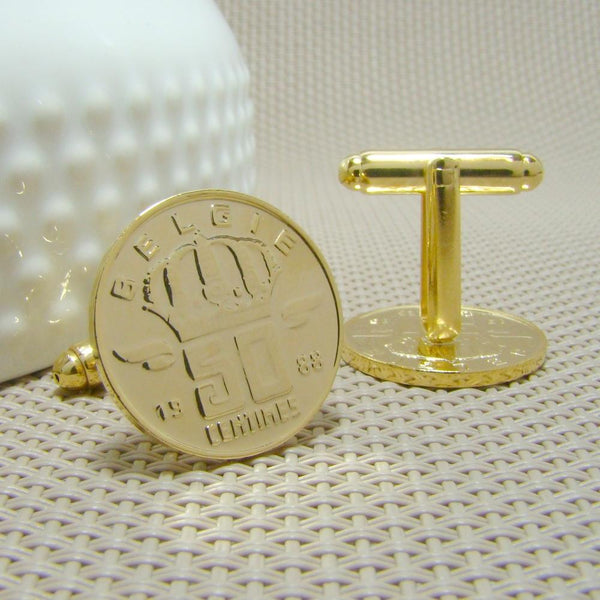 Manchetknopen België gemaakt van 50 Centimes 1988