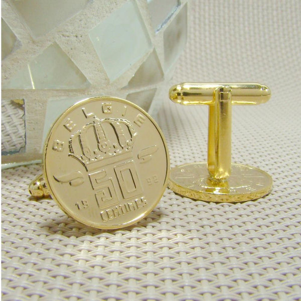 Manchetknopen België gemaakt van 50 Centimes 1992