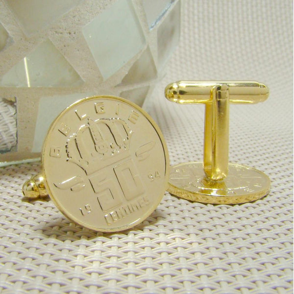 Manchetknopen België gemaakt van 50 Centimes 1994