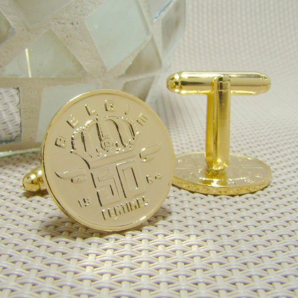 Manchetknopen België gemaakt van 50 Centimes 1964