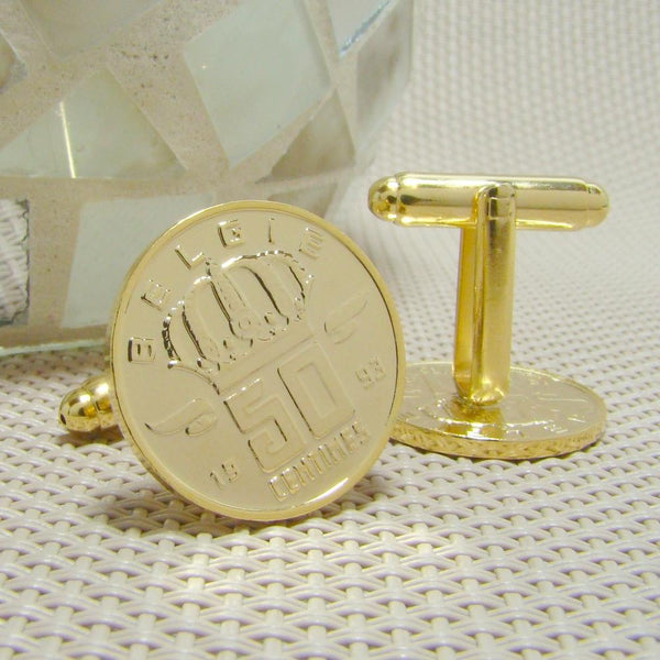 Manchetknopen België gemaakt van 50 Centimes 1993