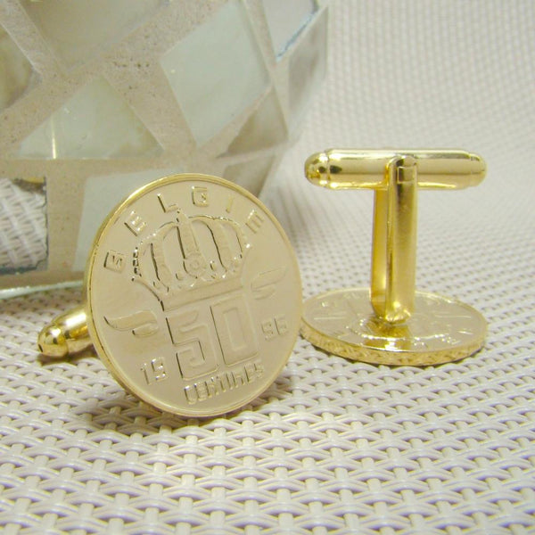 Manchetknopen België gemaakt van 50 Centimes 1996