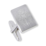 Zilveren Manchetknopen Gebolde Rechthoek met uw Familiewapen gravure- Sterling Zilver