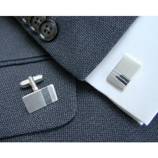 Zilveren Manchetknopen Twee banen - Sterling Zilver