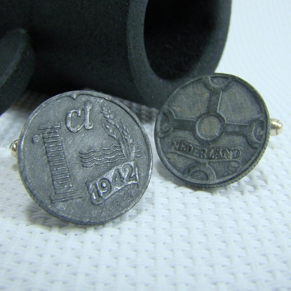 Manchetknopen Zink gemaakt van 1 cent 1942