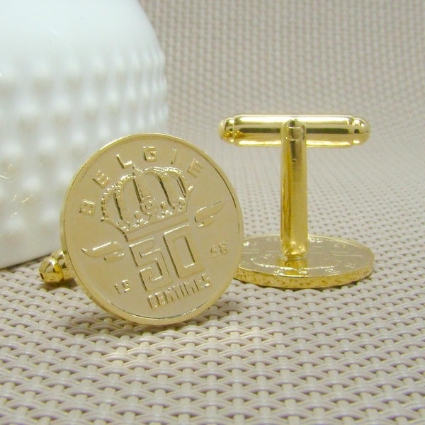Manchetknopen België gemaakt van 50 Centimes 1958