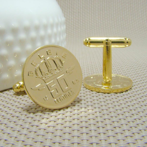 Manchetknopen België gemaakt van 50 Centimes 1965