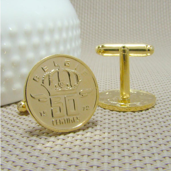 Manchetknopen België gemaakt van 50 Centimes 1972